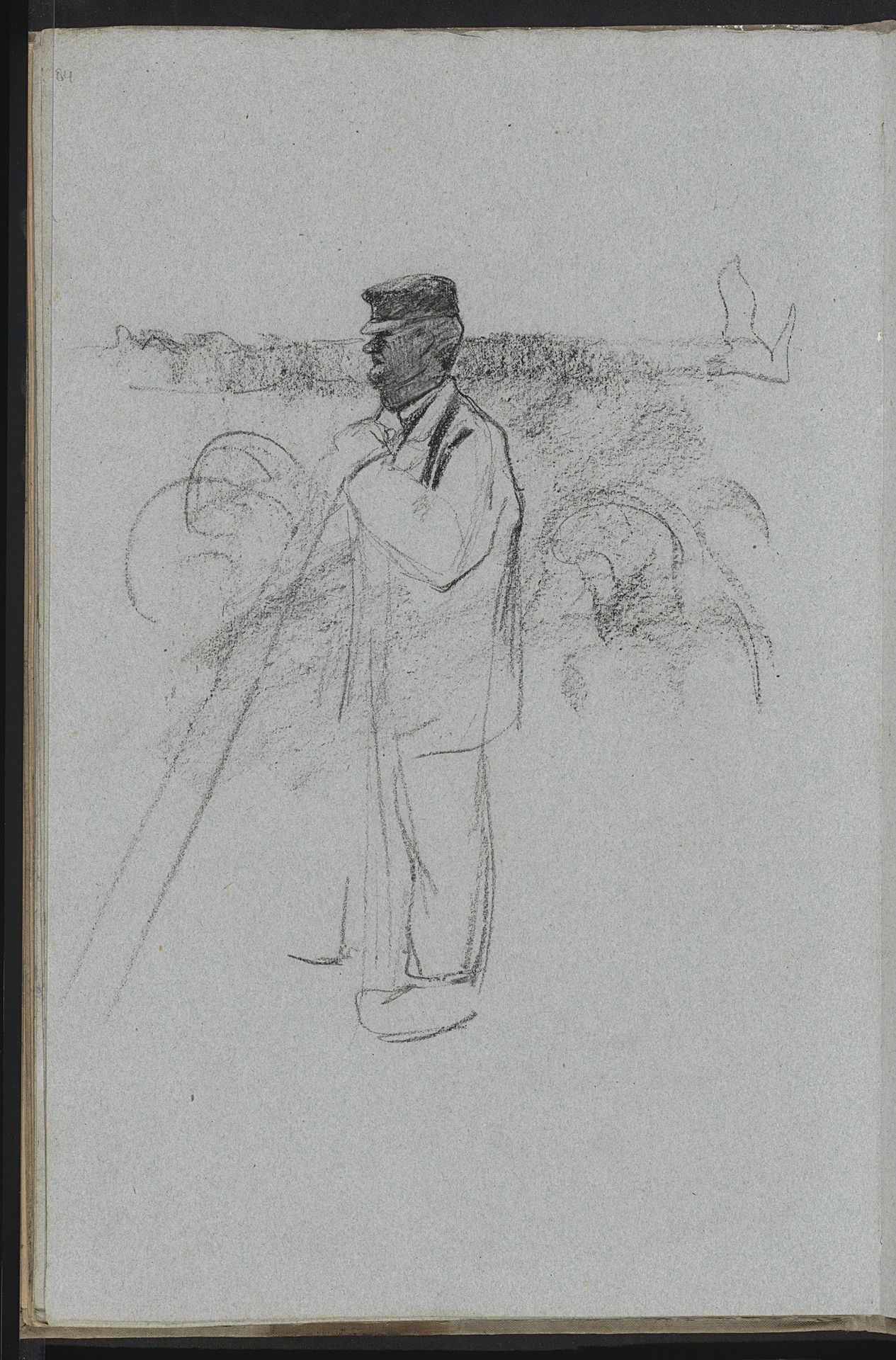 Schaapherder die op zijn staf leunt by Willem Witsen