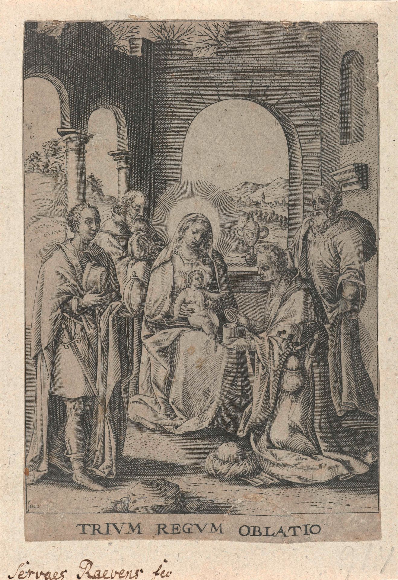 Aanbidding der Koningen by Servatius Raeven