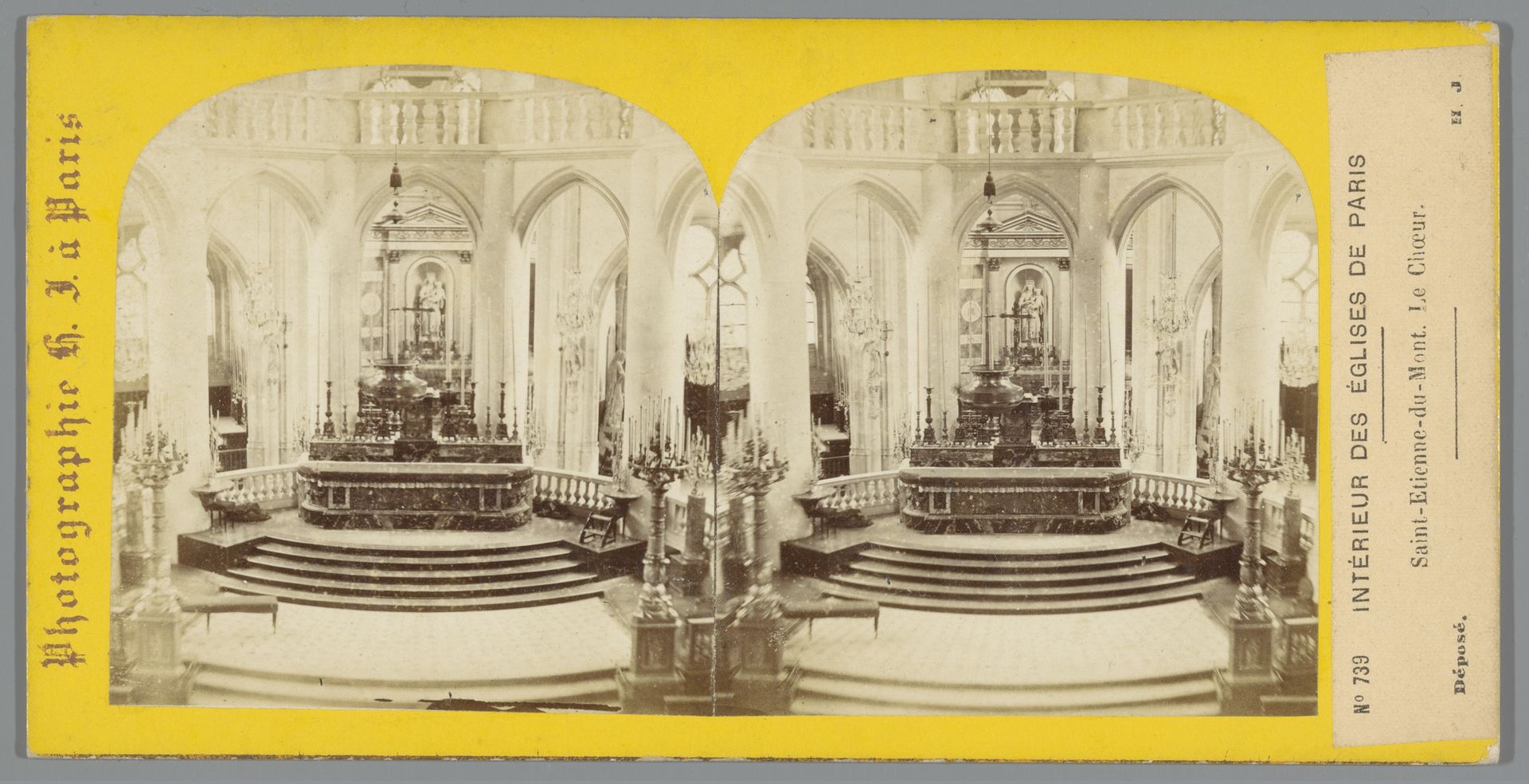 Interieur van de Église Saint-Étienne-du-Mont in Parijs met zicht op het koor by Hippolyte Jouvin