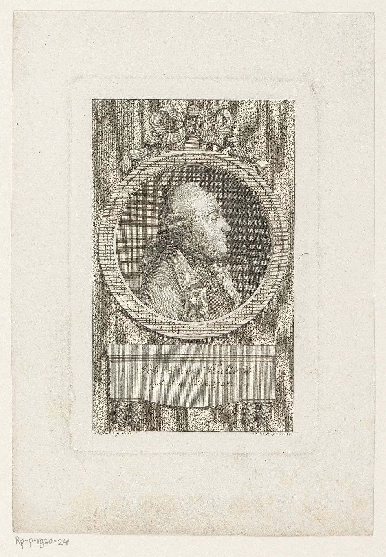 Portret van Johann Samuel Halle by J.S.L. Halle