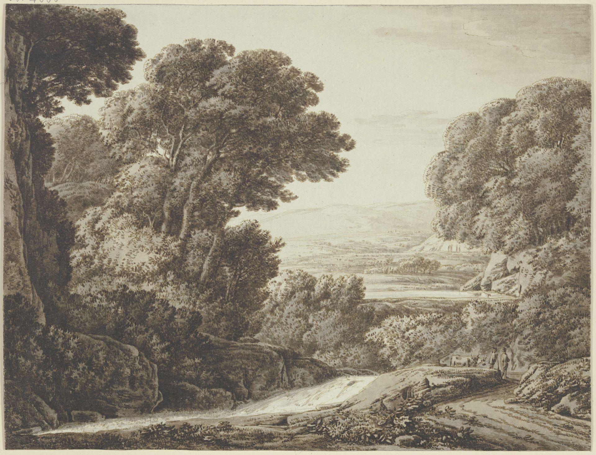 Waldige Landschaft mit Bach by Franz Kobell