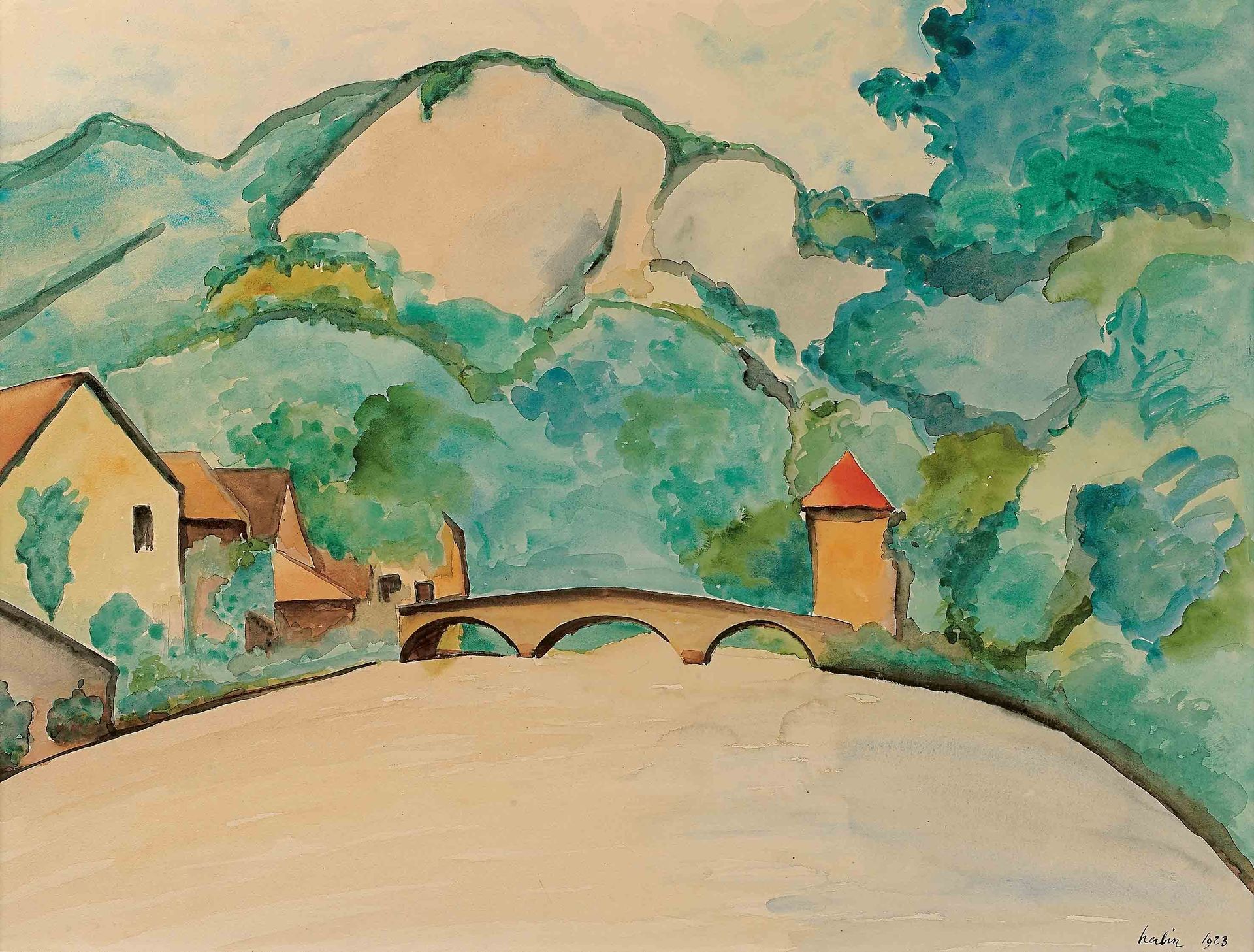 Pont sur la Loue à Moutier by Auguste Herbin