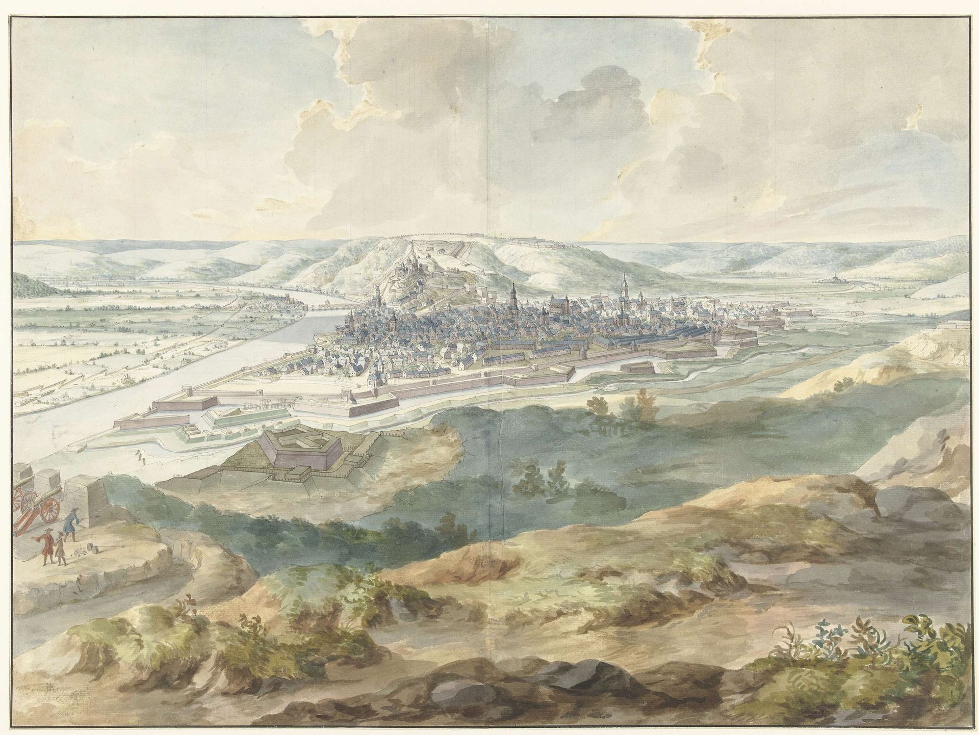View of Namur from the East during the Siege of 1695 by Dirk Maas