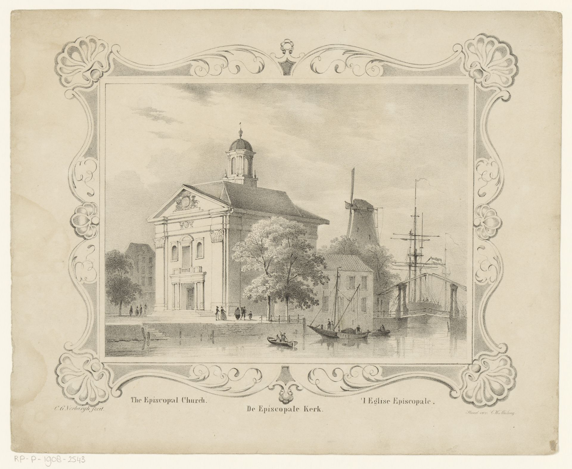 Gezicht op St. Mary's Church te Rotterdam by Cornelis Gerrit Verburgh