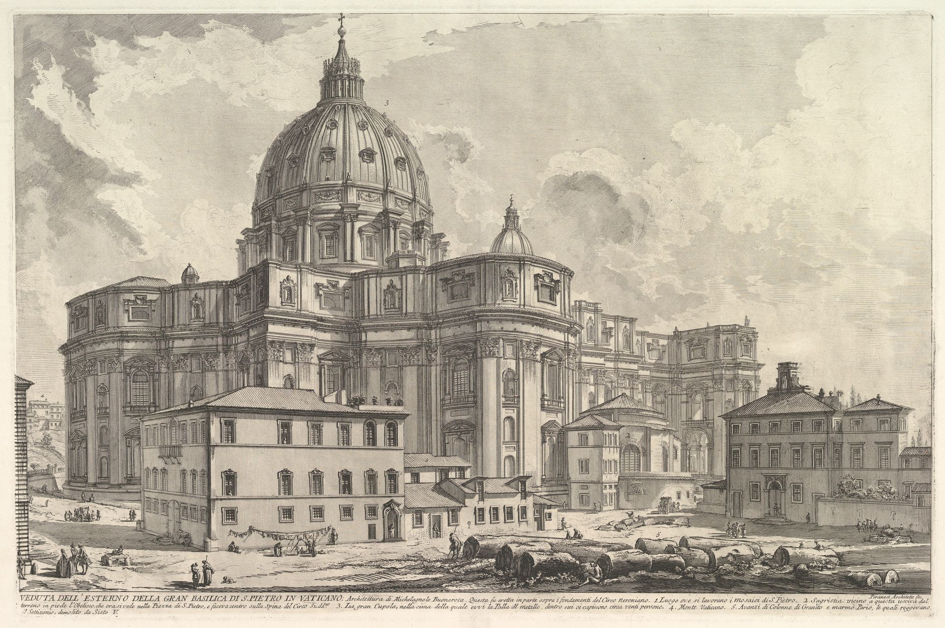 View of the exterior of St. Peter's Basilica in the Vatican, from Vedute di Roma (Roman Views) by Giovanni Battista Piranesi