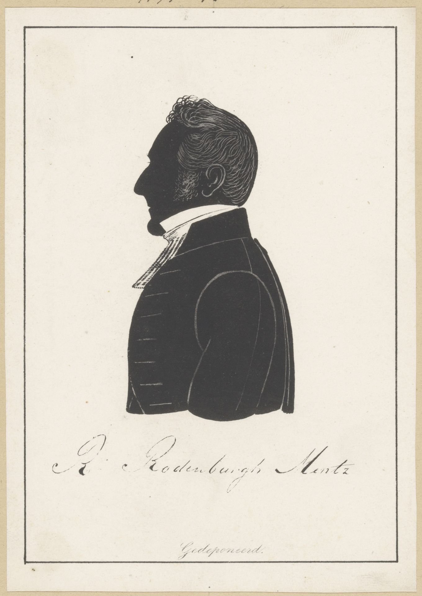 Silhouetportret van Rutger Rodenburg-Mentz by Pieter (IV) Barbiers