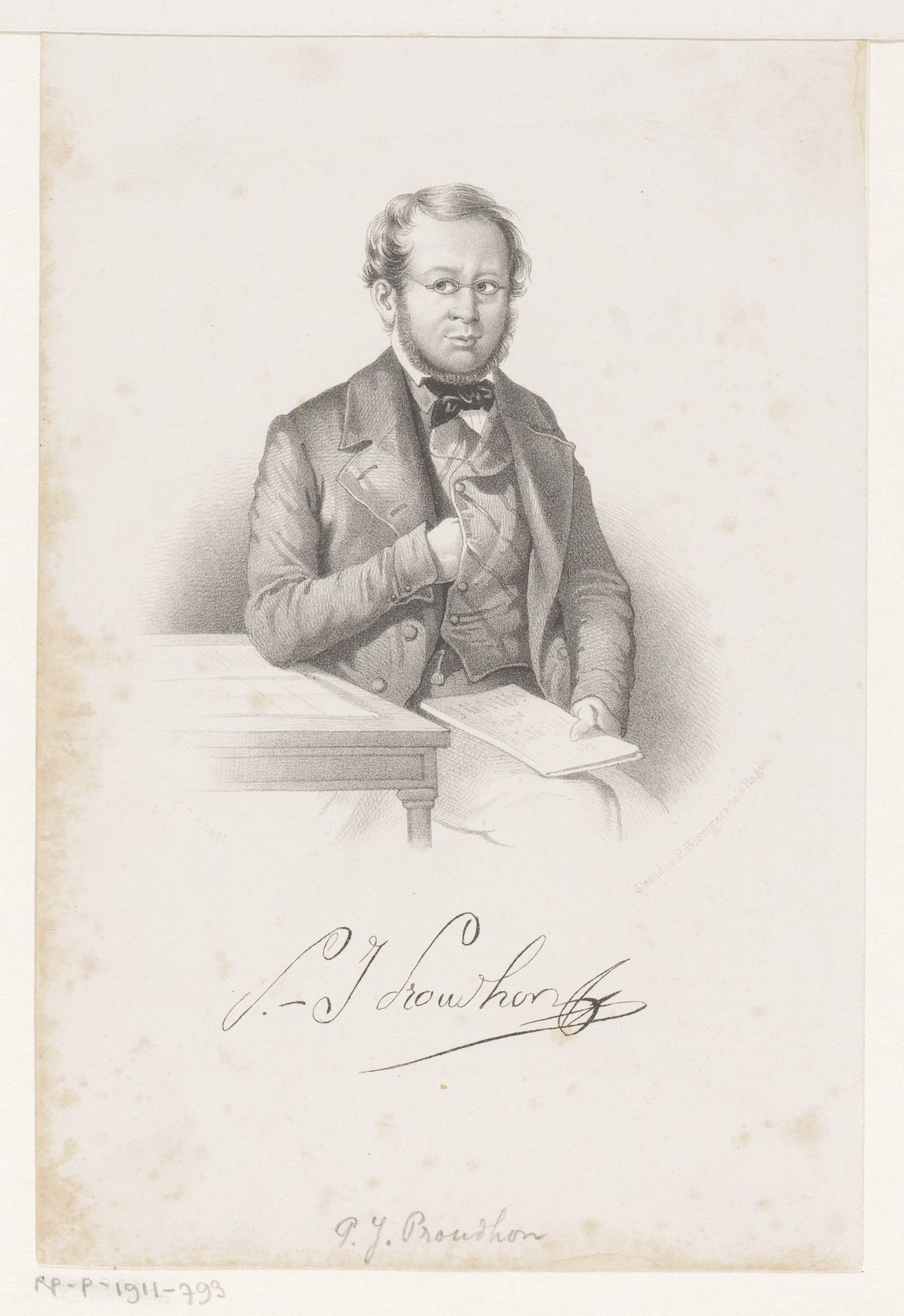 Portret van Pierre-Joseph Proudhon by Carel Christiaan Antony Last