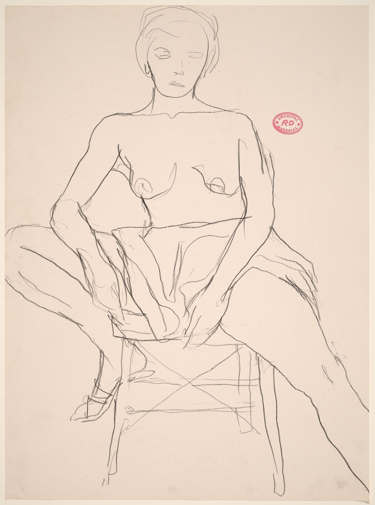 Untitled [shirtless model on a stool] by Richard Diebenkorn