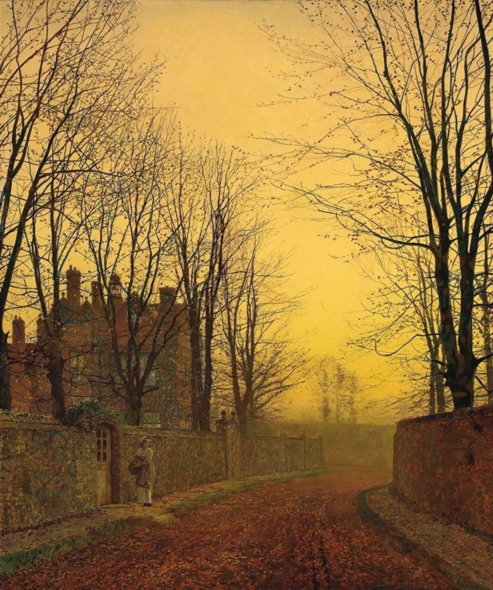 An autumn lane by John Atkinson Grimshaw