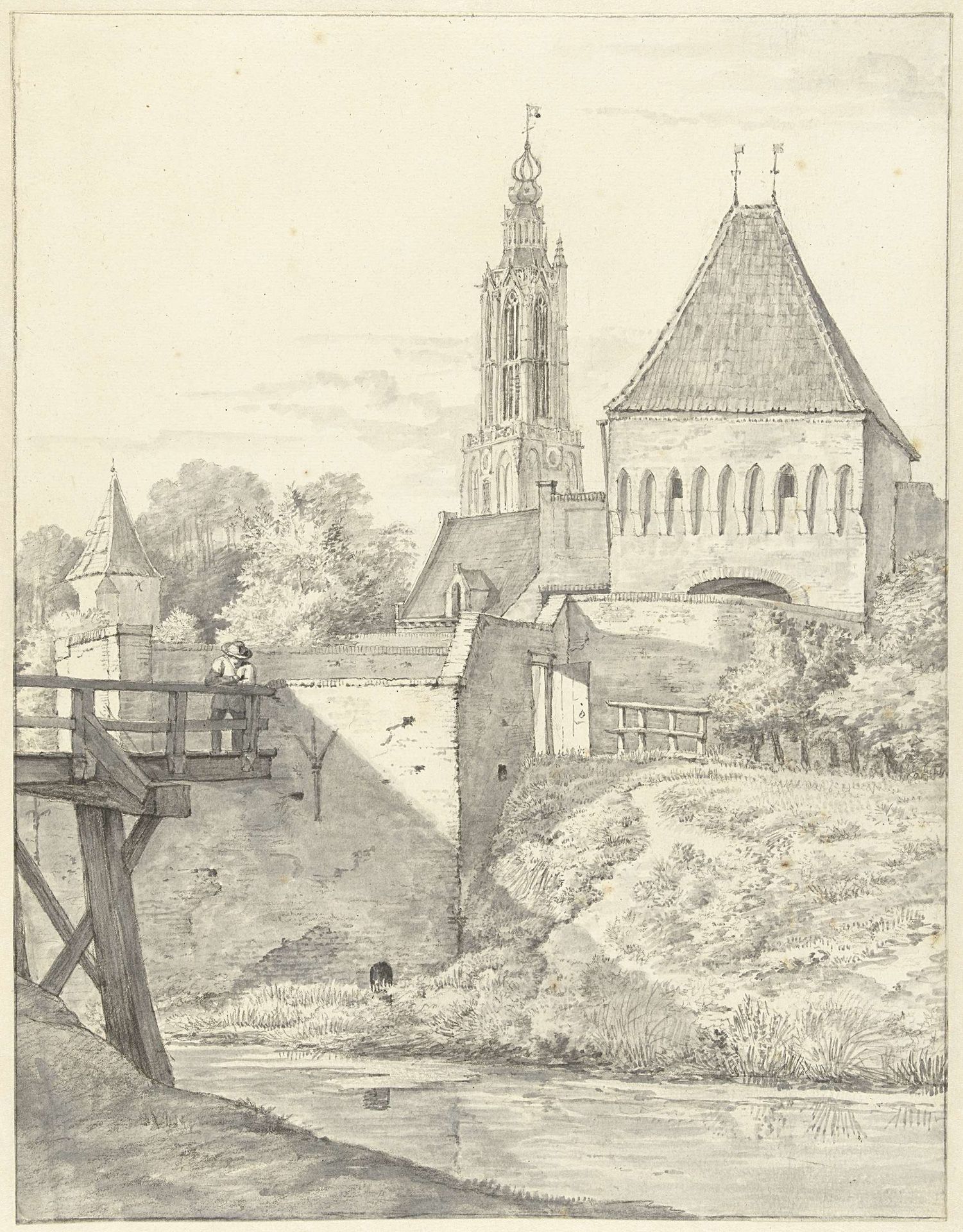 De Slijkpoort en L. Vrouwentoren te Amersfoort by Gerrit Lamberts