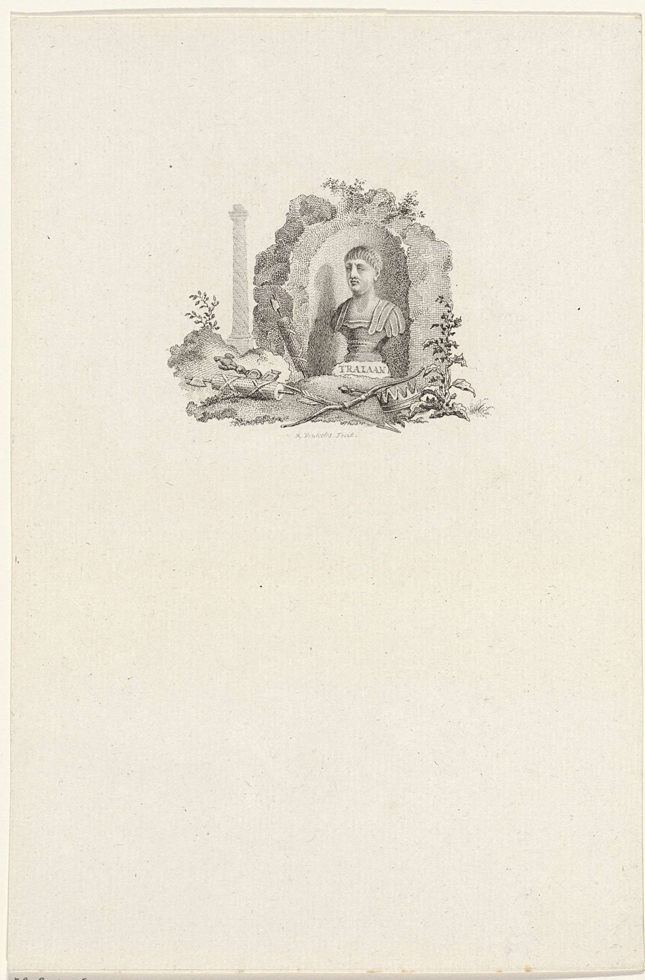 Buste van Trajanus, keizer van het Romeinse Rijk by Reinier Vinkeles