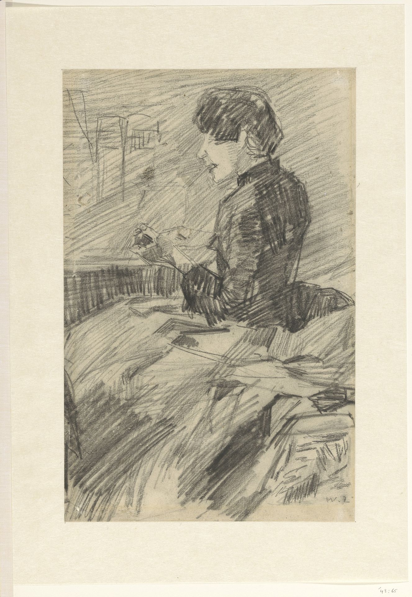 Zittende jonge vrouw, naar links by Willem de Zwart