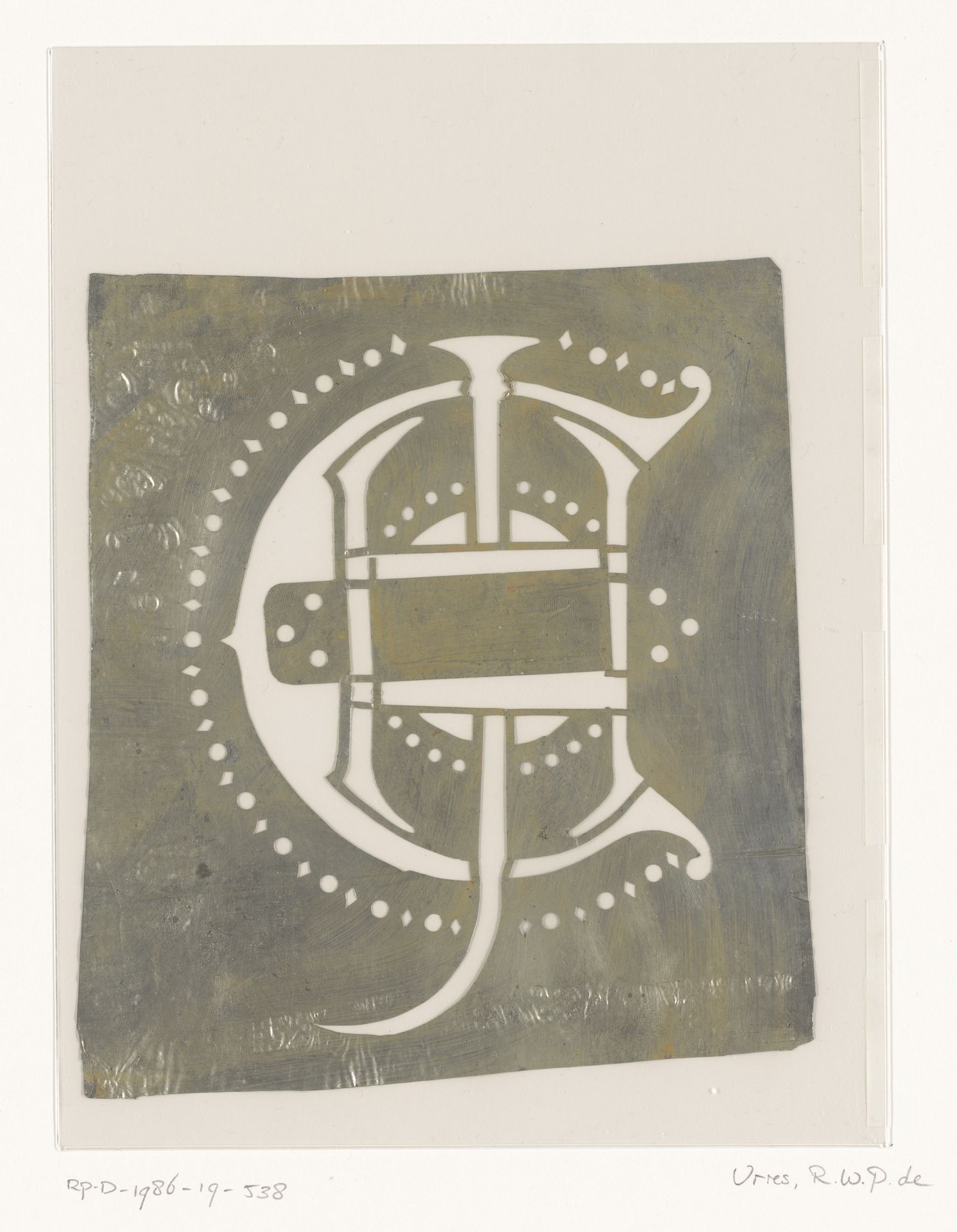 Sjabloon met monogram CHJ by Reinier Willem Petrus de (1874-1952) Vries