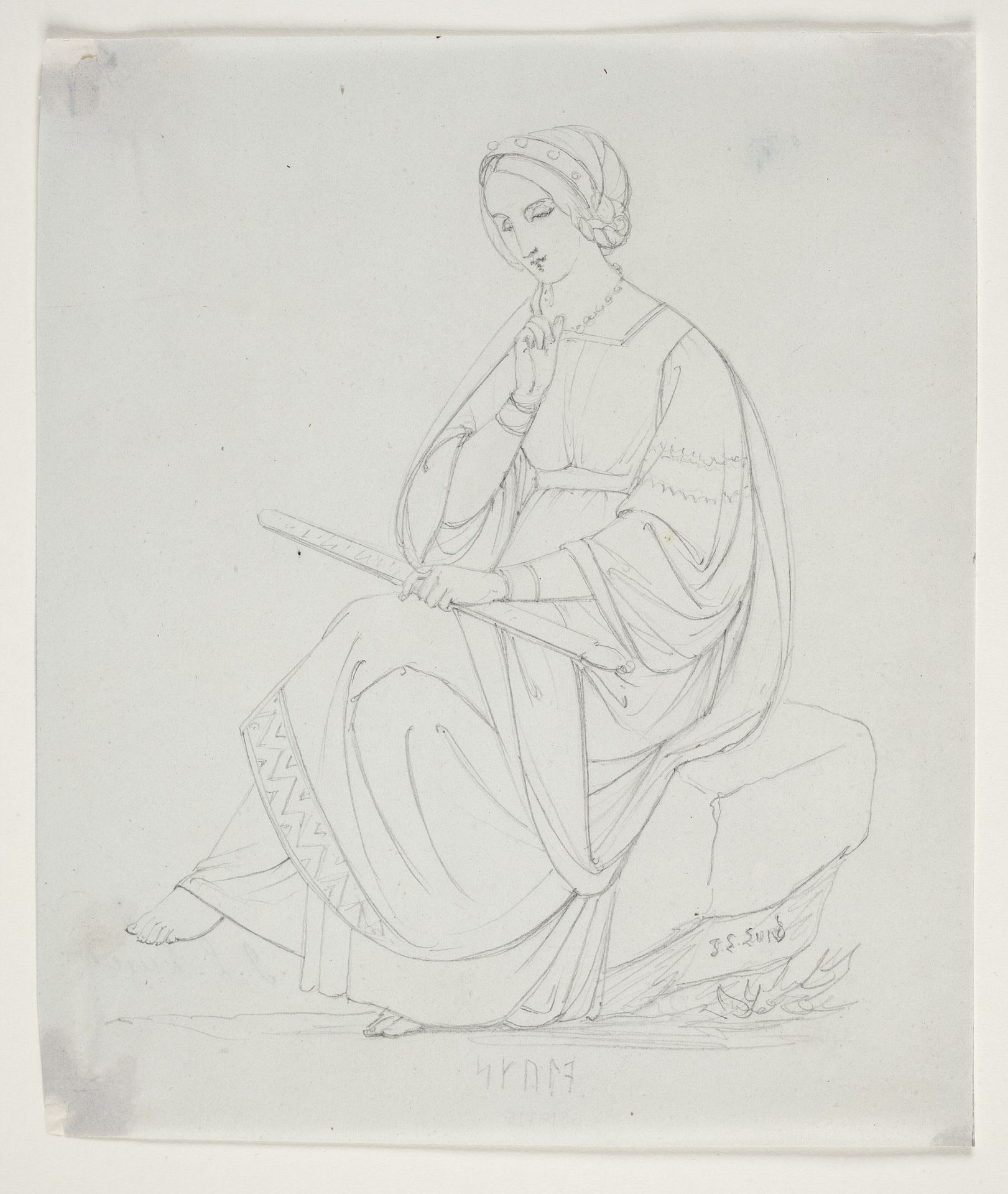 Studie til "De tre norner" by J.L. Lund