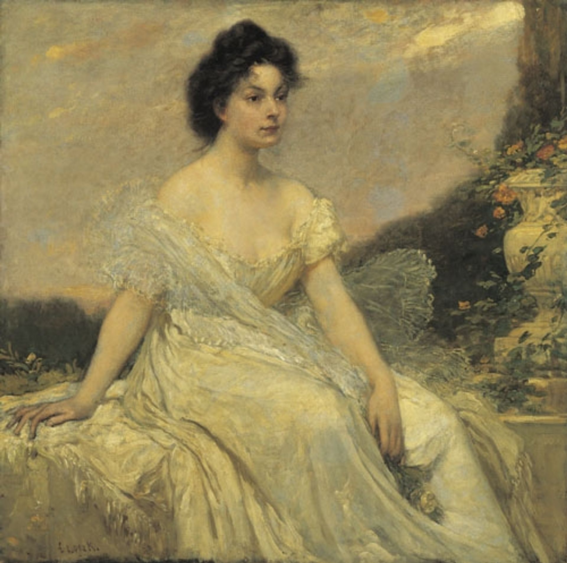 Kornélia Lotz in White by Károly Lotz