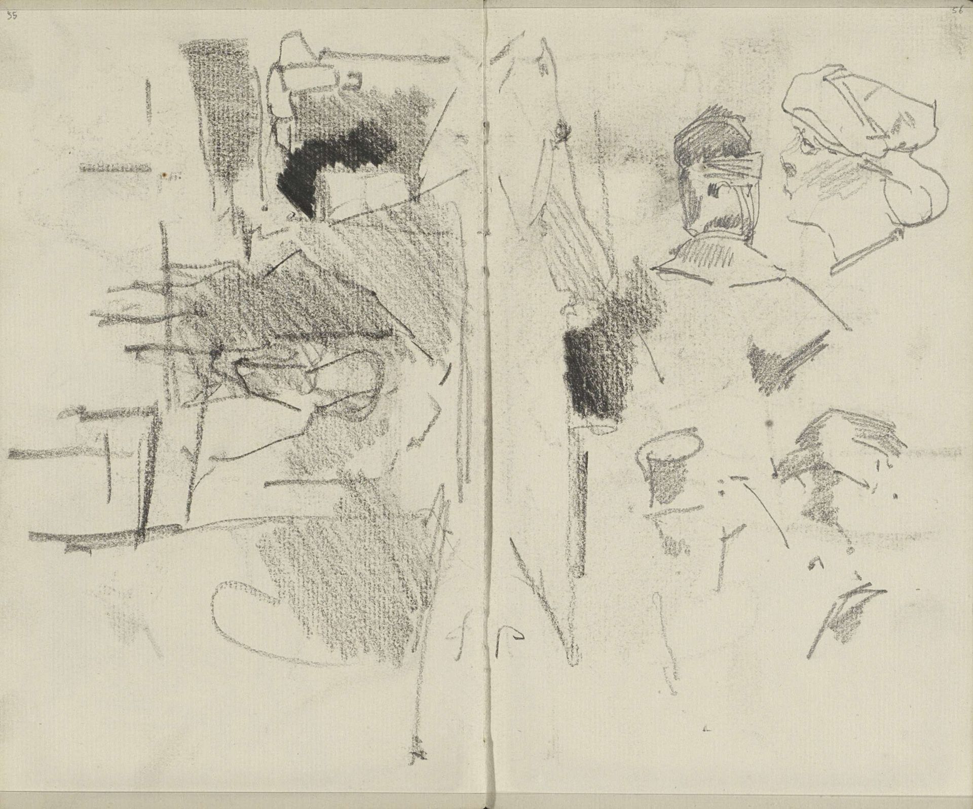 Figuurstudies en een marktkraam by George Hendrik Breitner