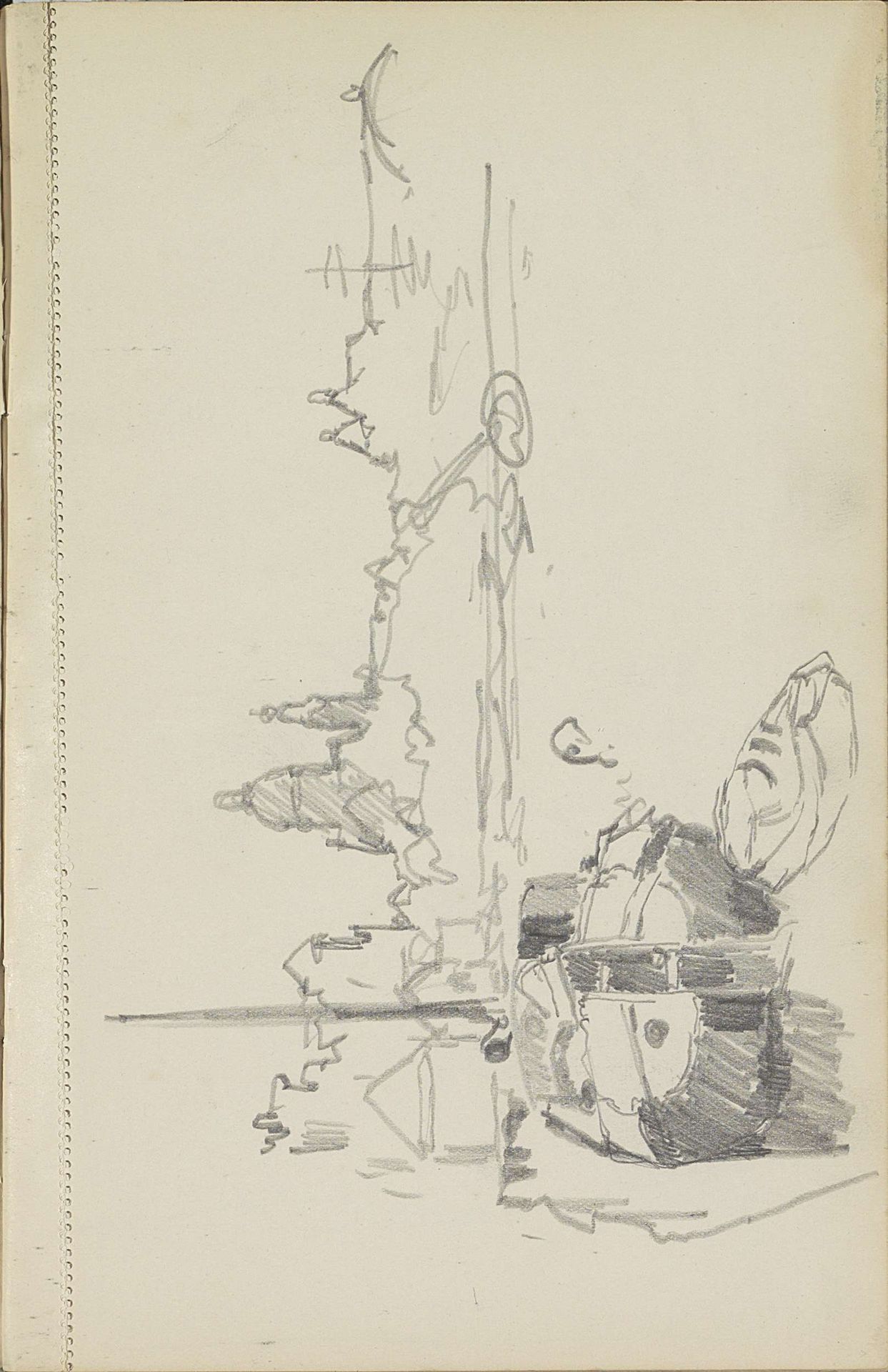 Aangemeerde boot op de Prins Hendrikkade te Amsterdam by Cornelis Vreedenburgh