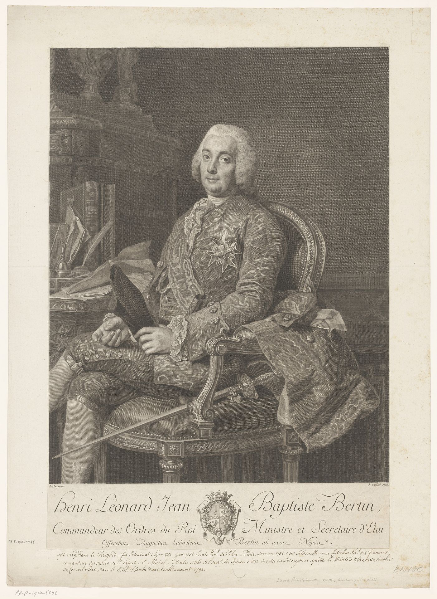 Portret van Henri Léonard Jean Baptiste Bertin by René Gaillard