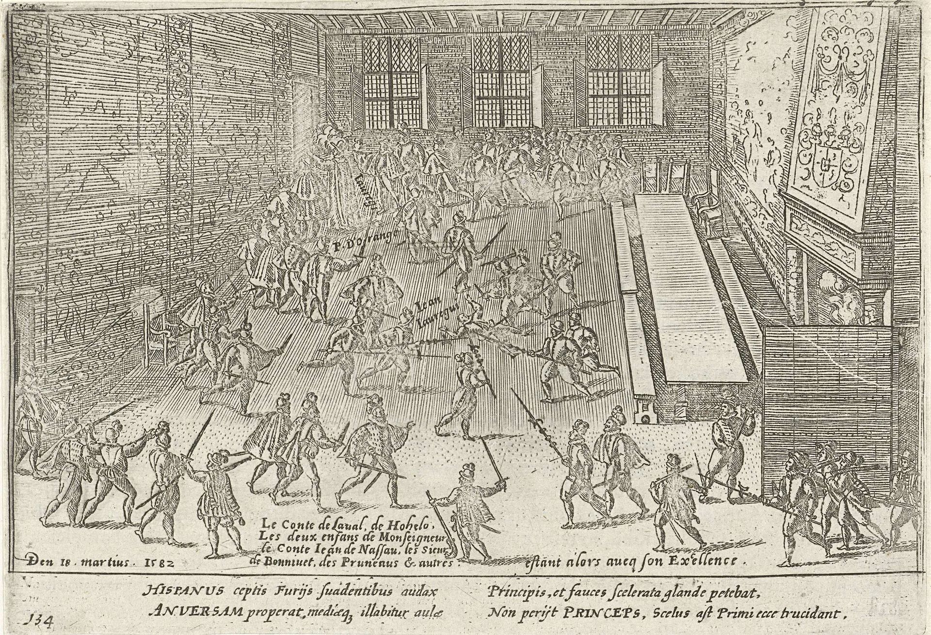 Aanslag door Jean de Jauregui op Willem van Oranje, 1582 by Anonymous