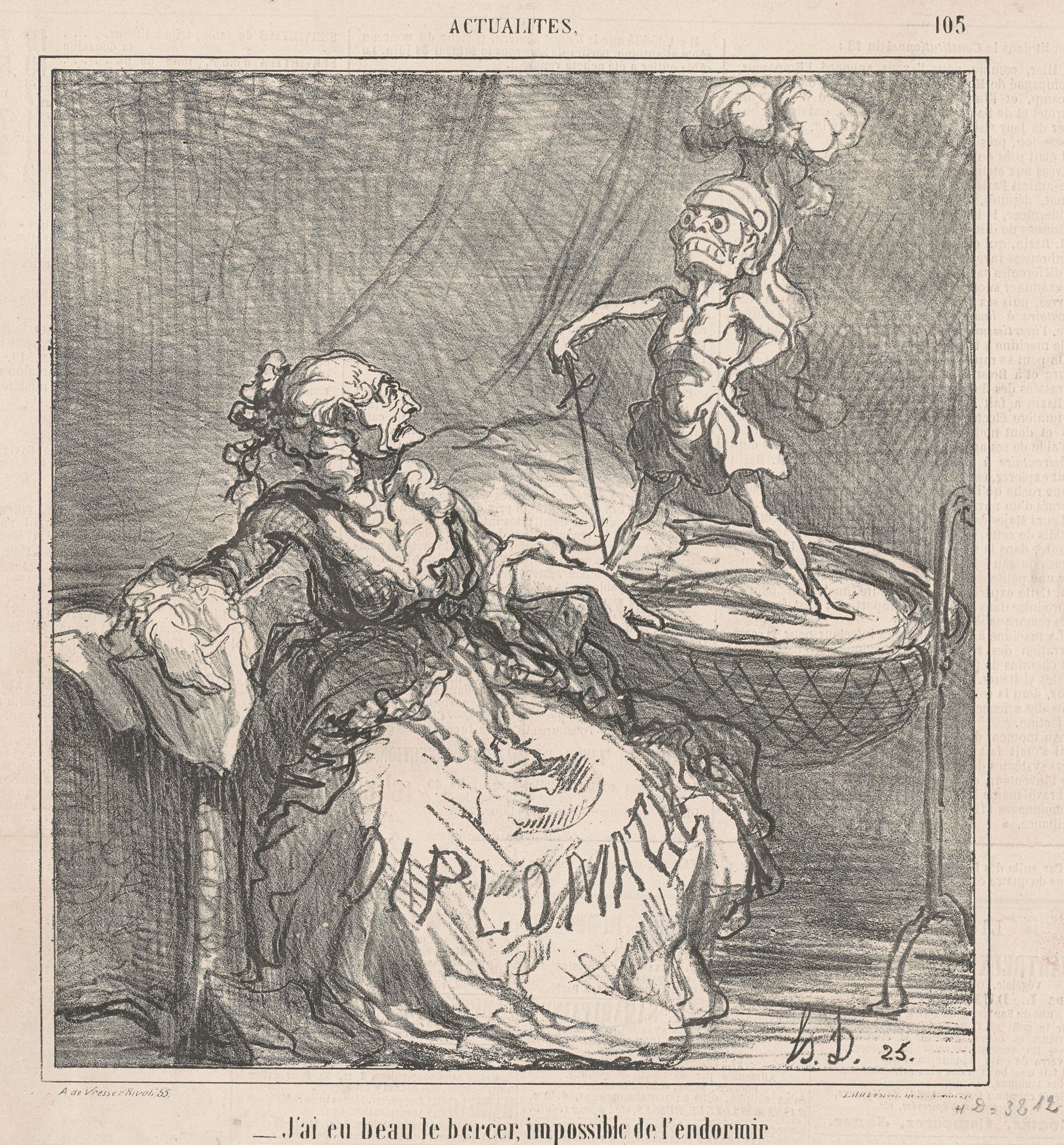 J'ai eu beau le bercer ... by Honoré Daumier