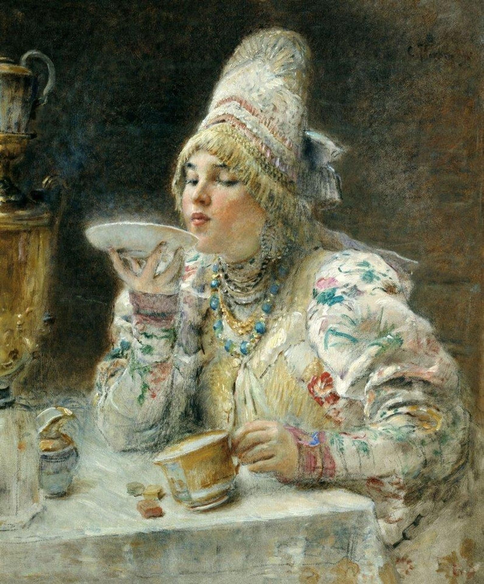Tea Drinking by Konstantin Egorovich Makovsky