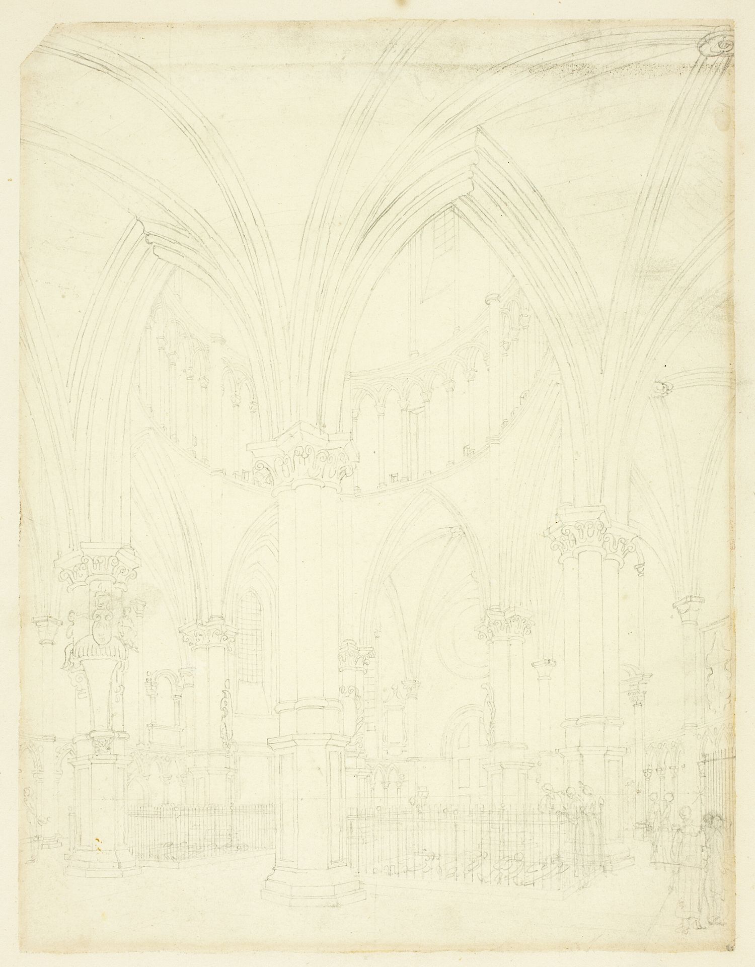 Study for Temple Church, from Microcosm of London by Augustus Charles Pugin