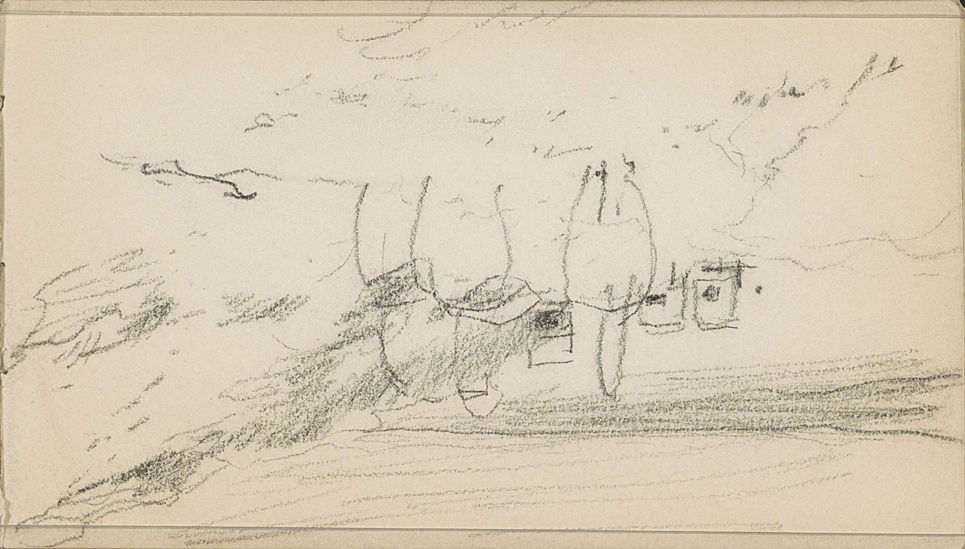 Drie ruiters in de duinen bij het strand by Anton Mauve