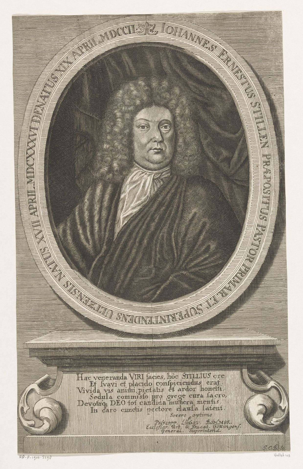 Portret van Johann Ernst Stille by Johann Christoph Boecklin
