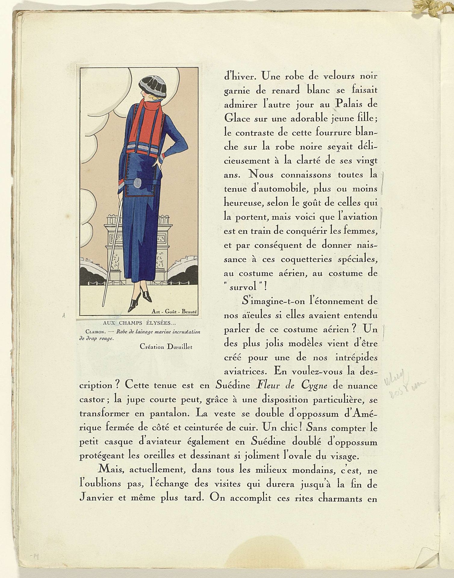 Art - Goût - Beauté, Feuillets de l' élégance féminine, Janvier 1924, No. 41, 4e Année, p. 14 by Anonymous