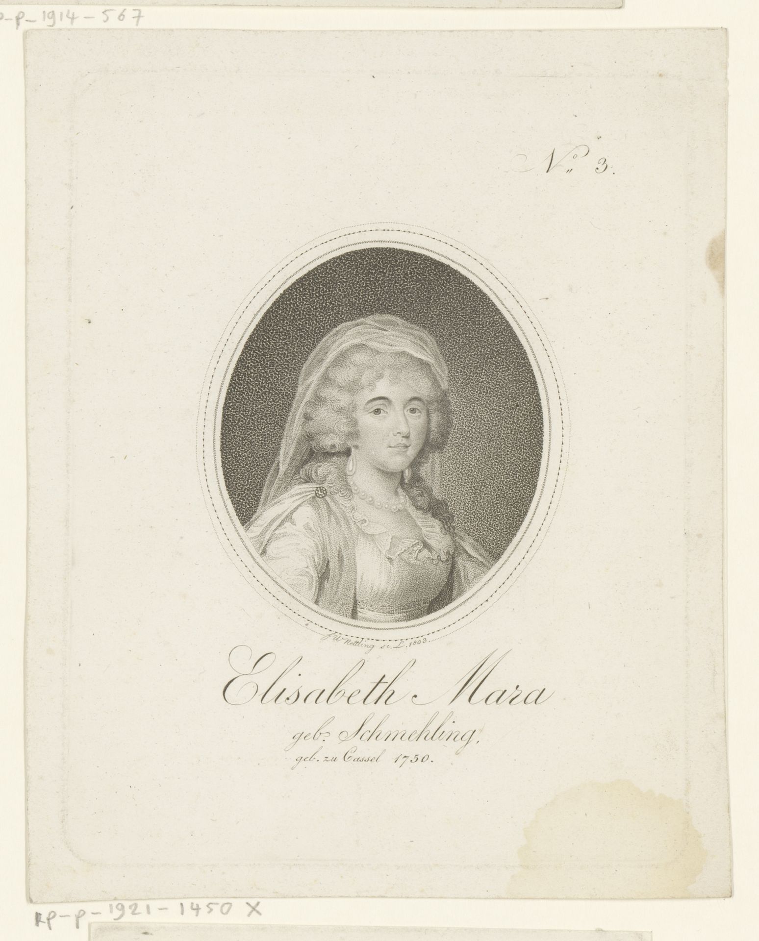 Portret van Gertrud Elisabeth Mara by Friedrich Wilhelm Nettling