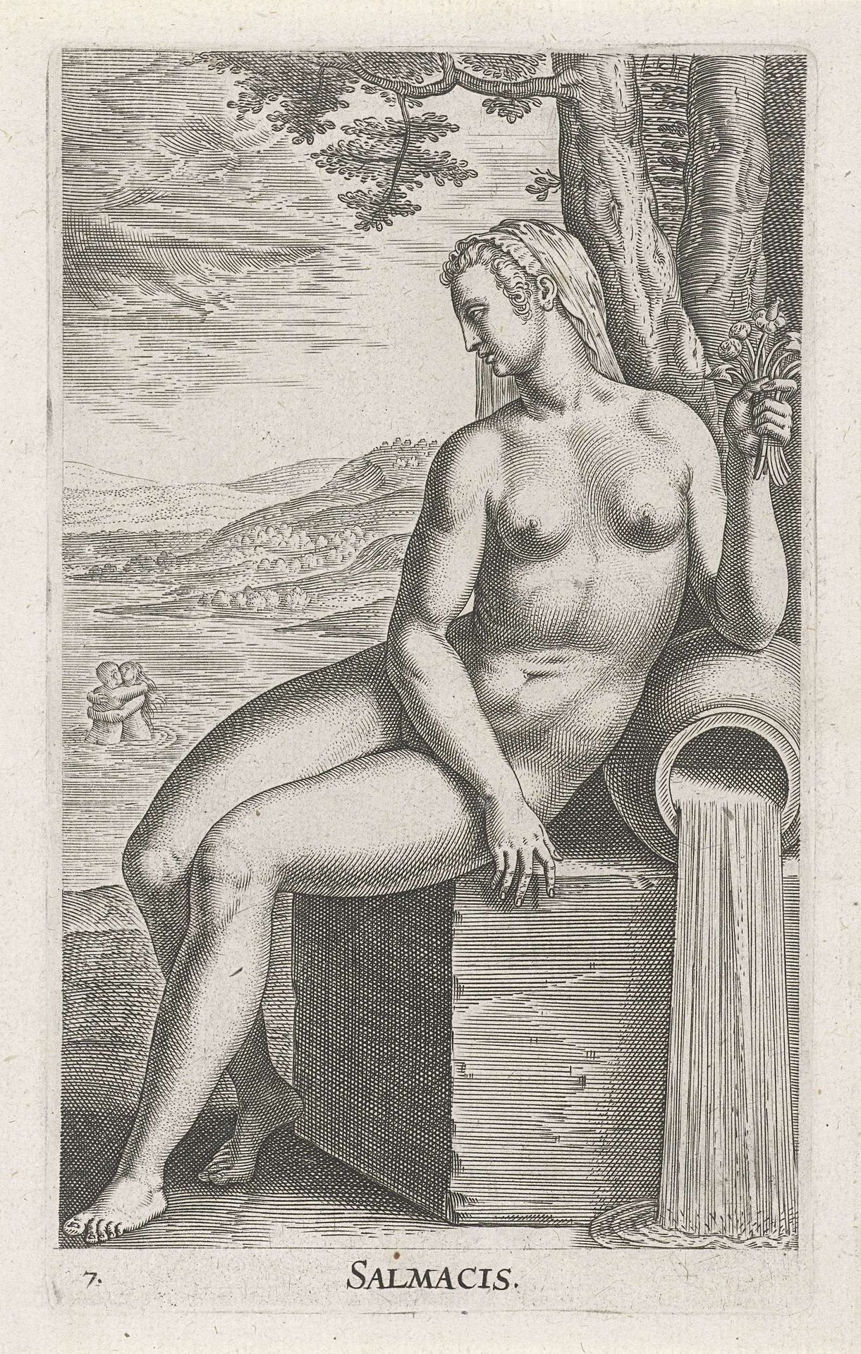 Waternimf Salmacis by Philips Galle