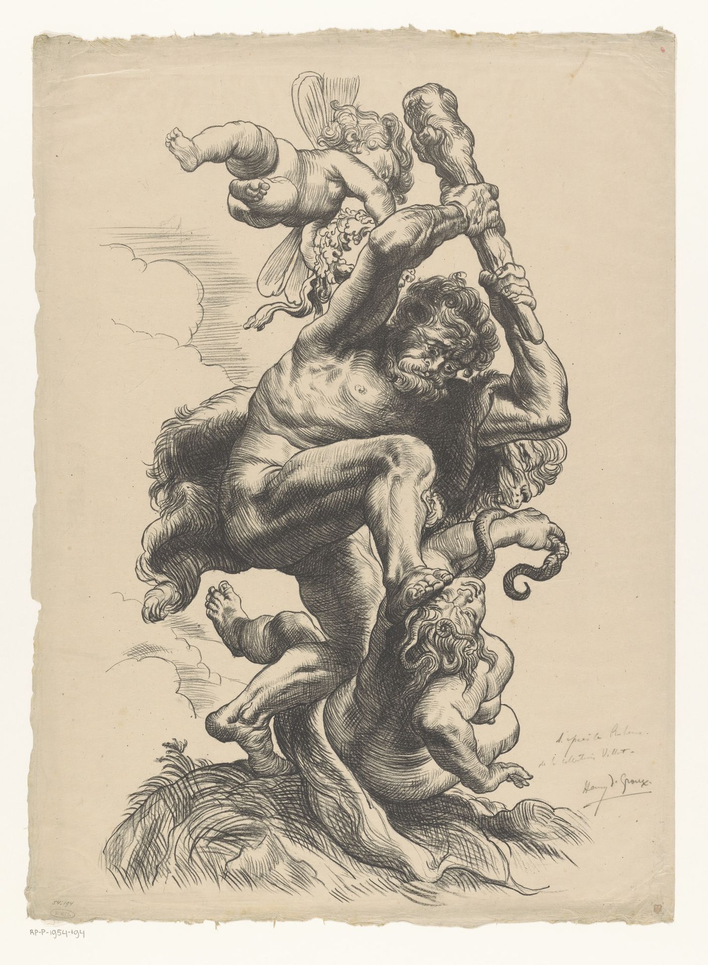 Hercules in gevecht met de Hydra van Lerna by Henri de Groux