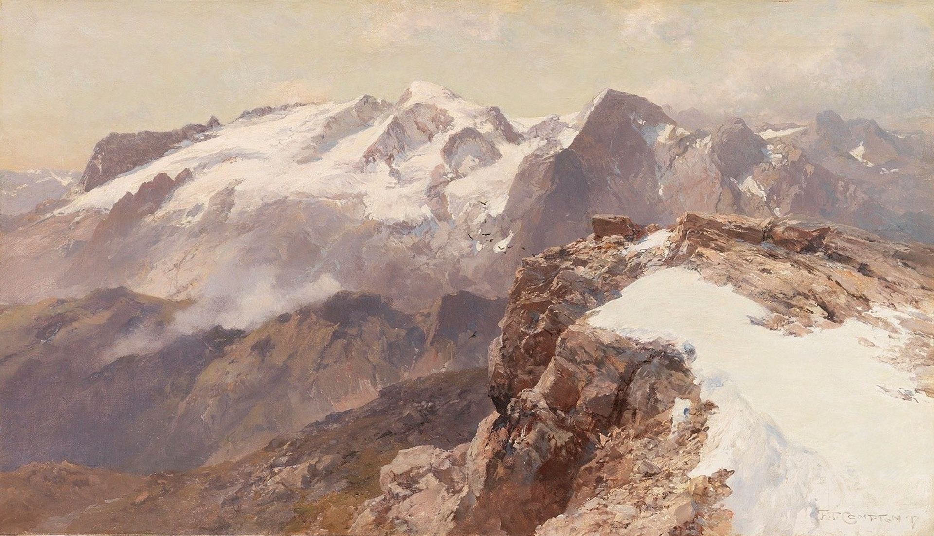 Ansicht der Marmolata vom Piz Boè aus by Edward Theodore Compton
