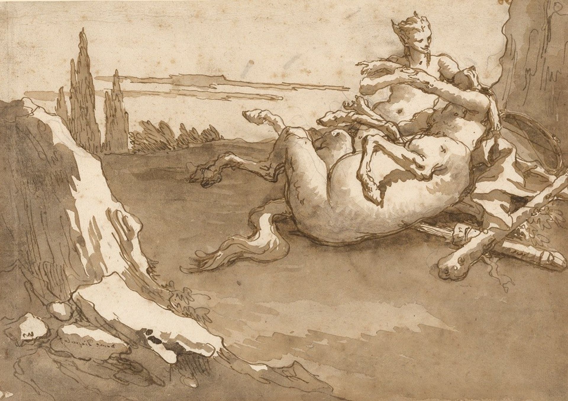A Centaur and a Female Faun in a Landscape by Giovanni Domenico Tiepolo