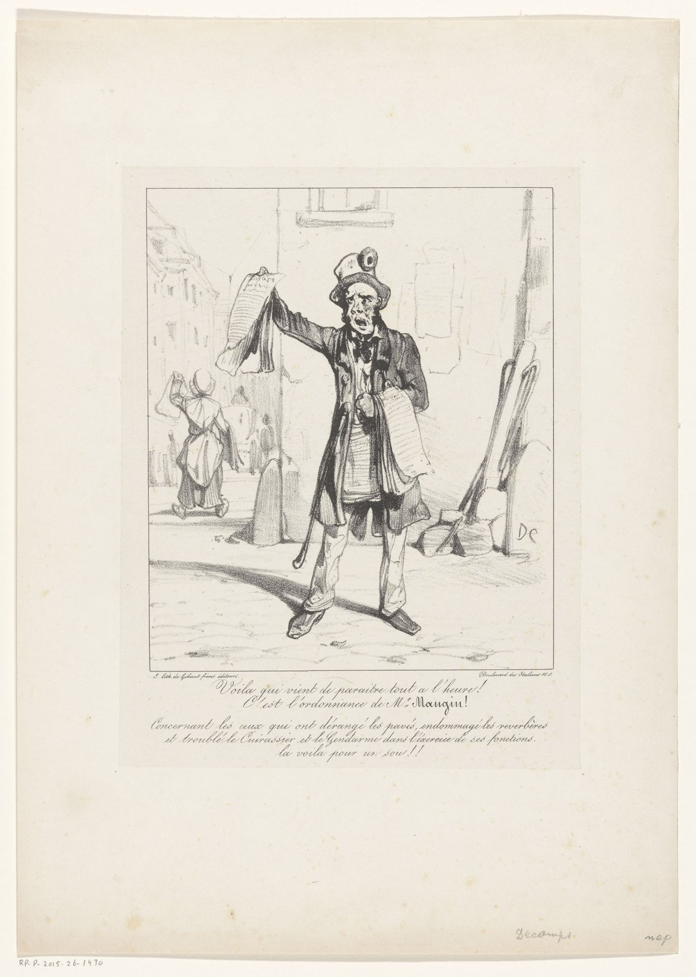 Straatverkoper verkoopt de ordonnanties van Mangin by Alexandre-Gabriel Decamps