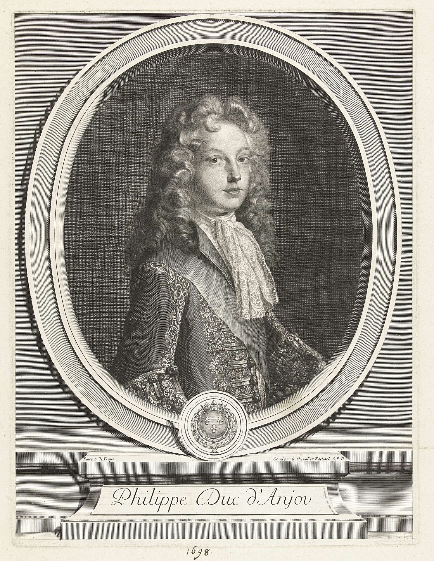 Portret van Filips V van Spanje by Gérard Edelinck