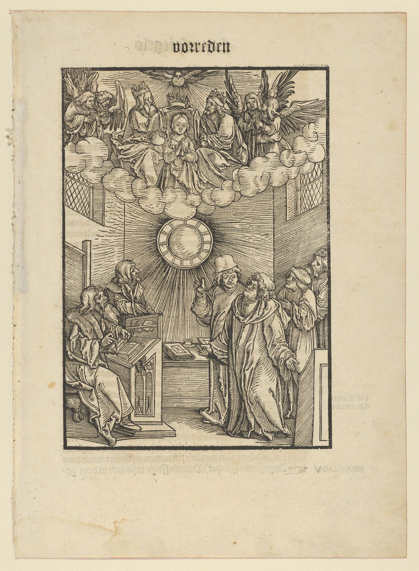 The Author Writing the Layenspiegel; The Trinity and the Virgin at the Upper Center, from Der Neue Layenspiegel by Hans Schäufelein