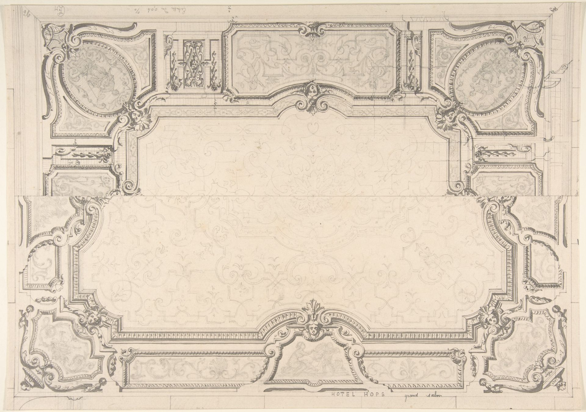 Design for Grand Salon Ceiling, Hôtel Hope by Jules-Edmond-Charles Lachaise
