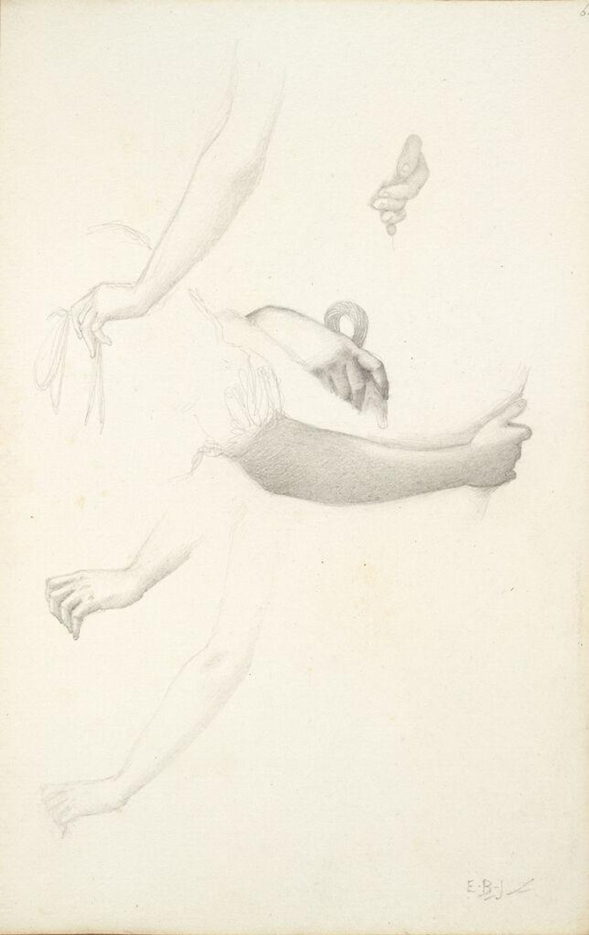 Studies of Arms; verso: blank by Edward Burne-Jones