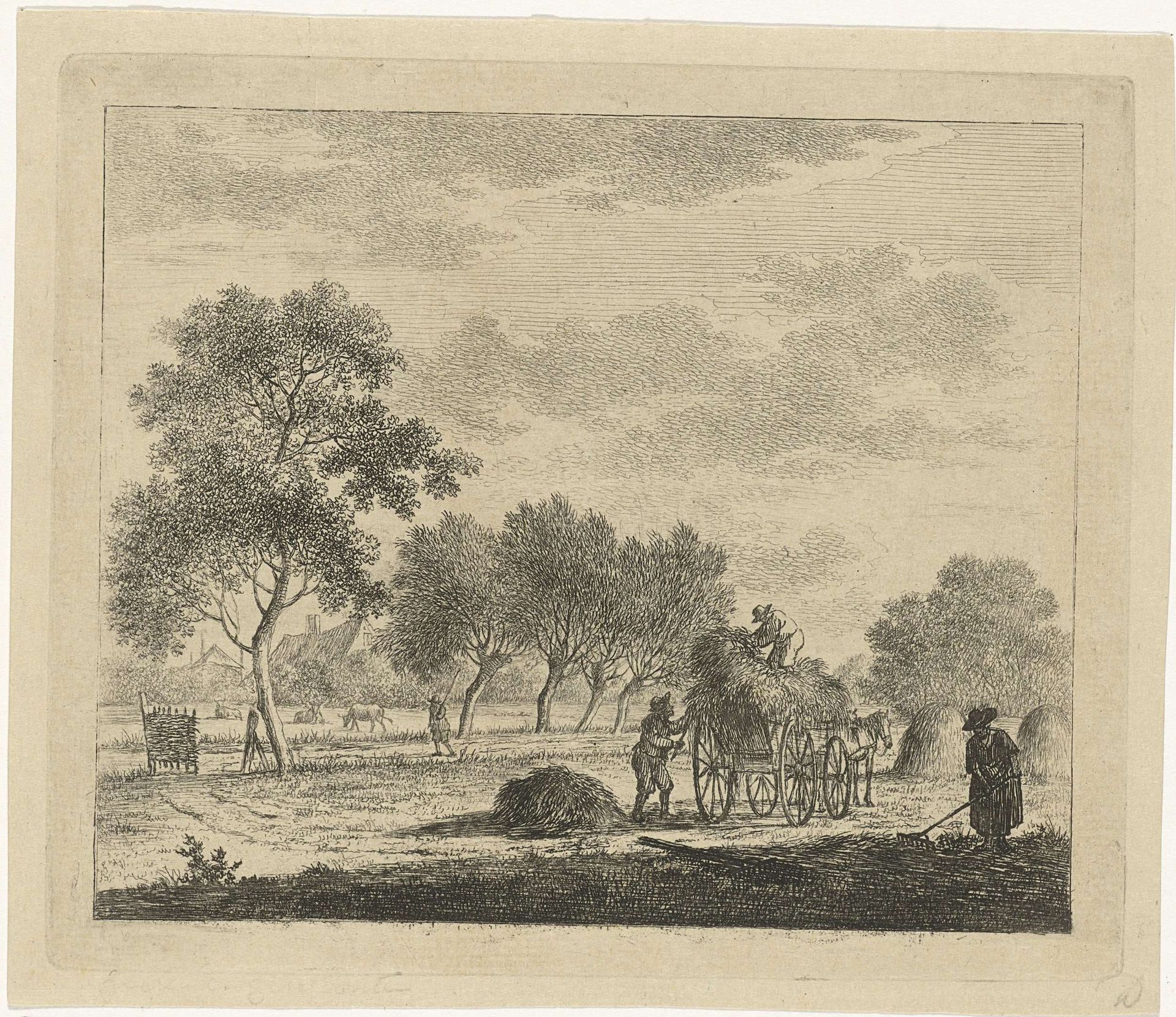 Landschap met hooiwagen by Johannes Janson