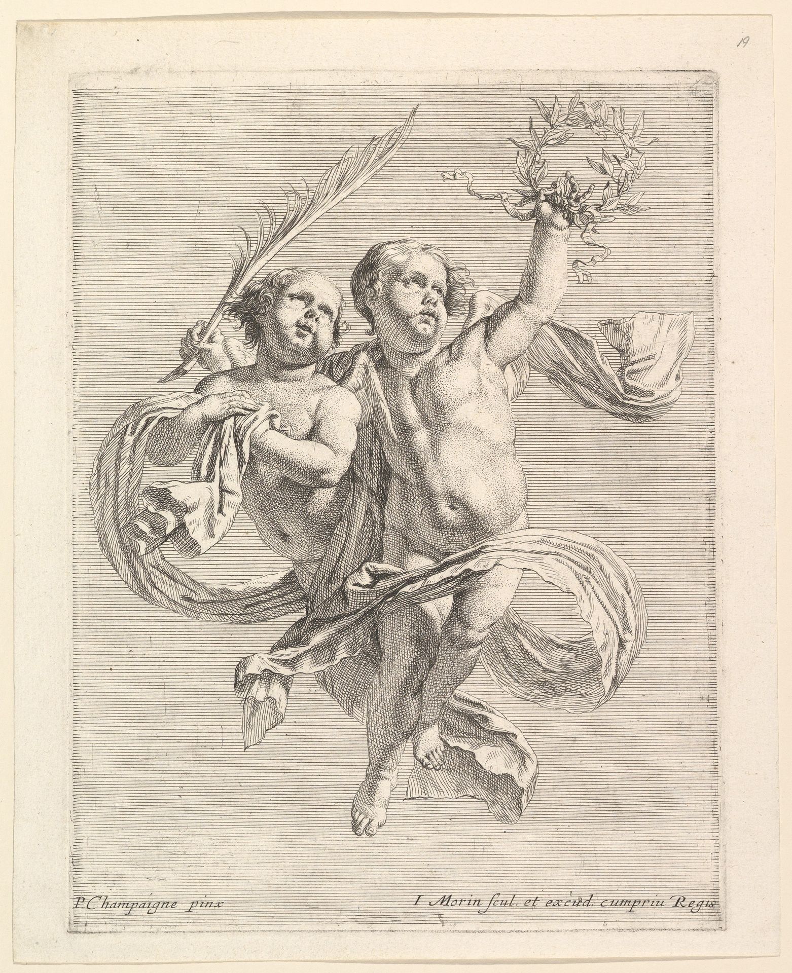 Groupe de deux angelots (regardant vers la droite) by Jean Morin