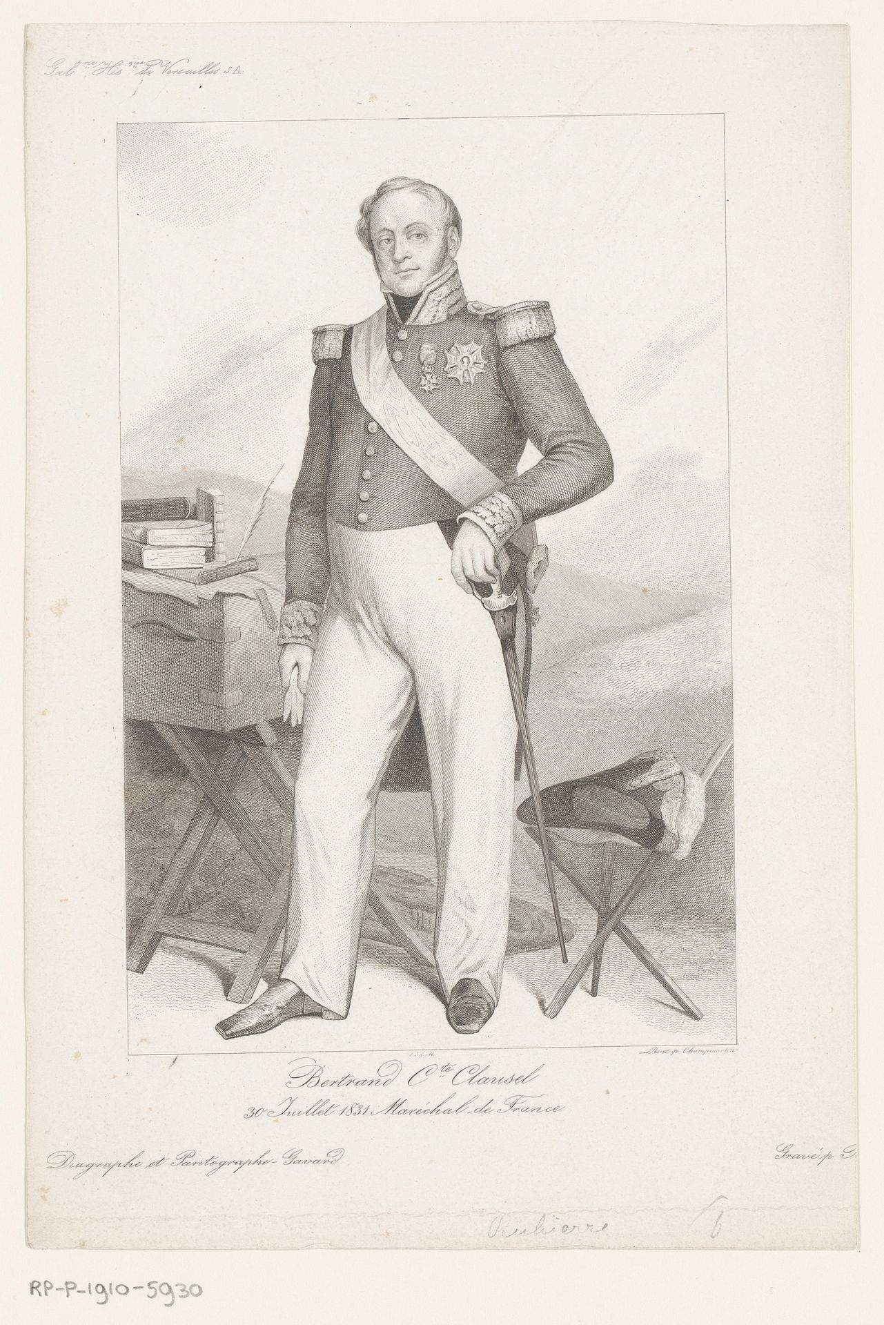 Portret van Bertrand Clauzel by Edme Jean Ruhierre