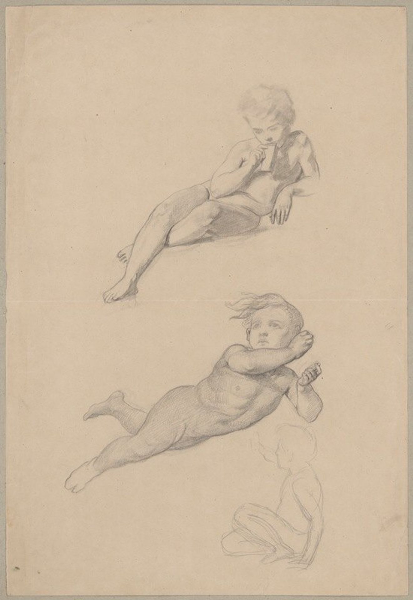 Studies of boys’ nudes to the ceiling ‘Wedding procession of Cupid and Psyche’ by Józef Simmler