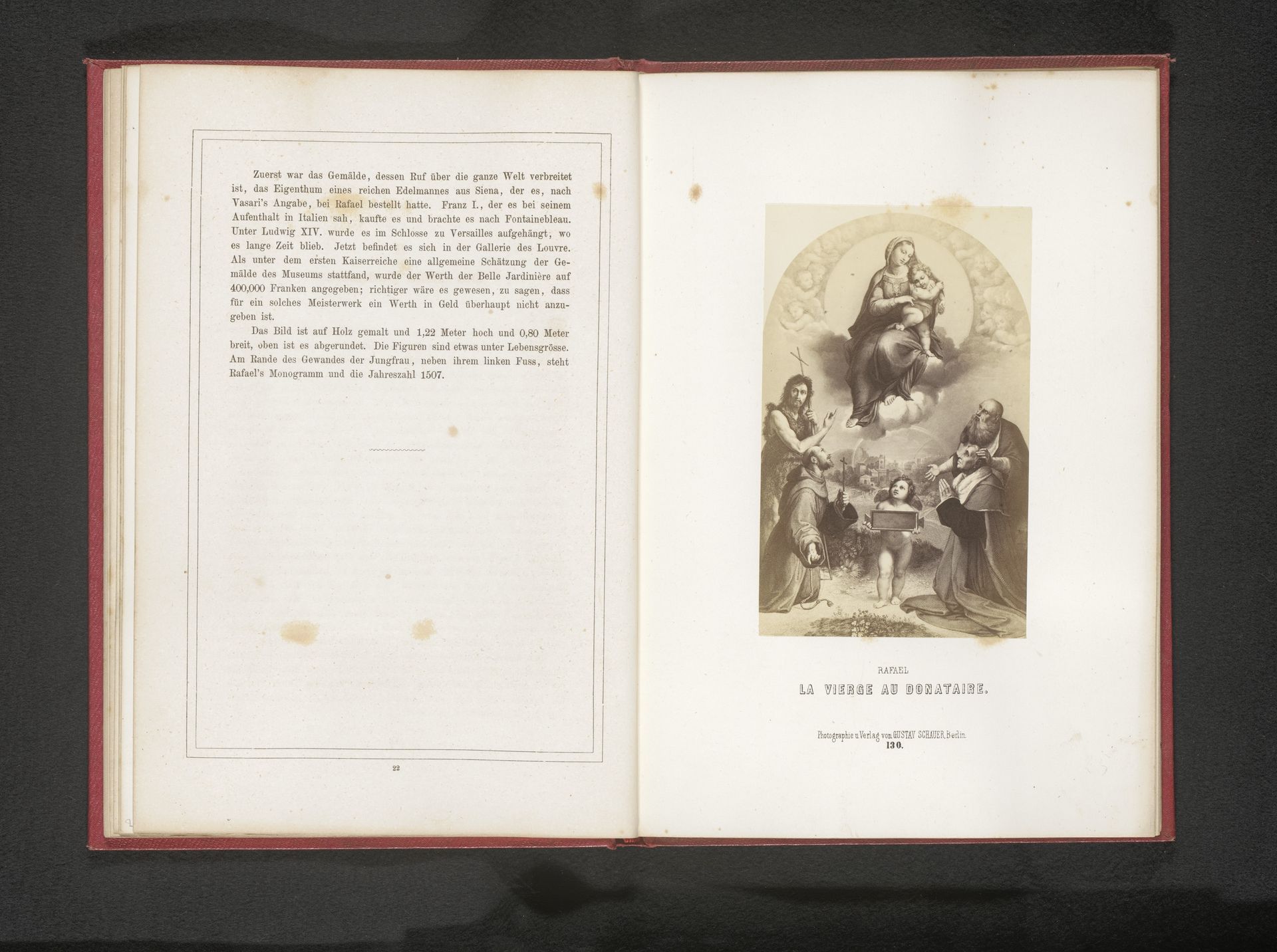 Fotoreproductie van een prent naar een schilderij, voorstellende de Madonna van Foligno by Gustav Schauer