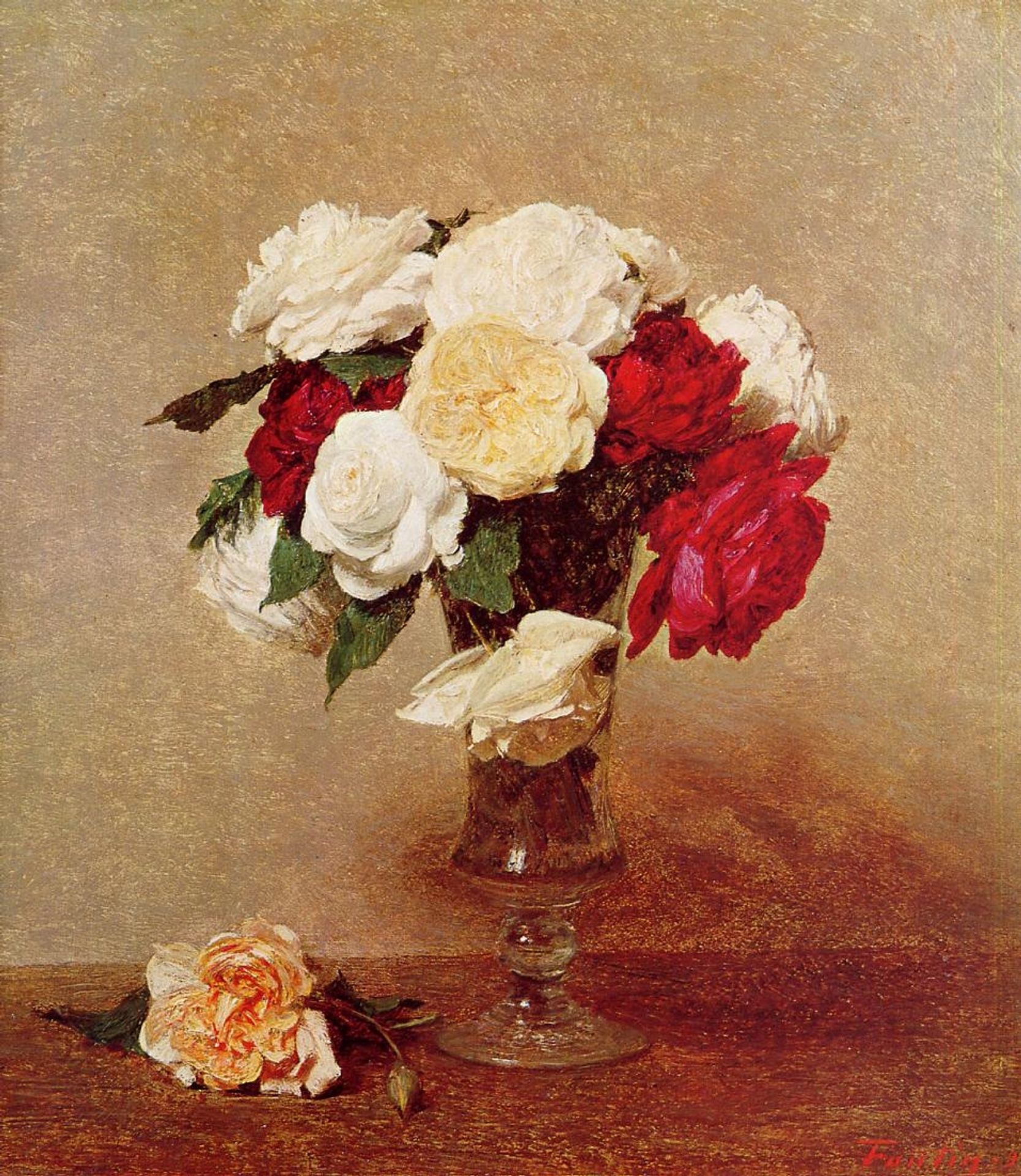 Roses in a Stemmed Glass by Henri Fantin-Latour