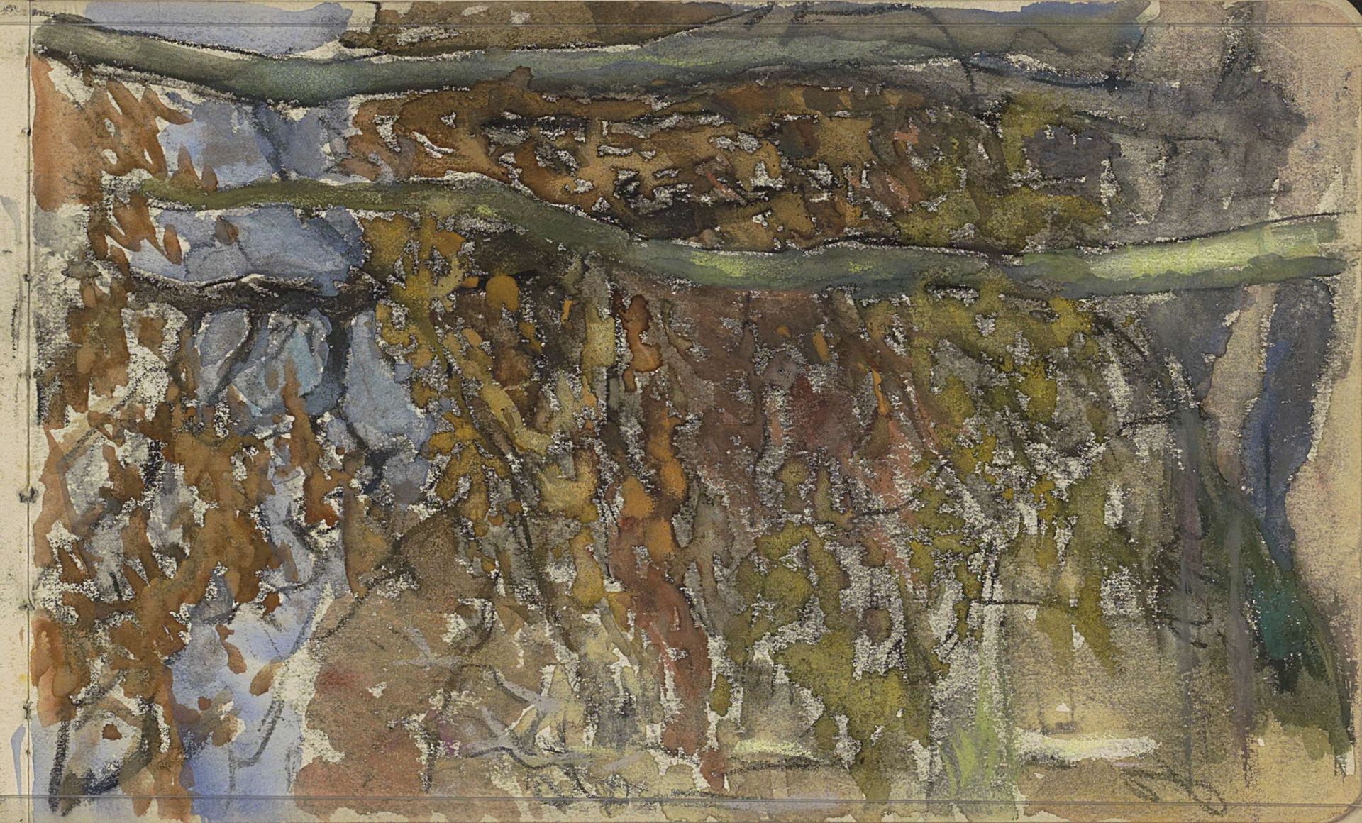 Bomen in een heuvellandschap by Johan Antonie de Jonge