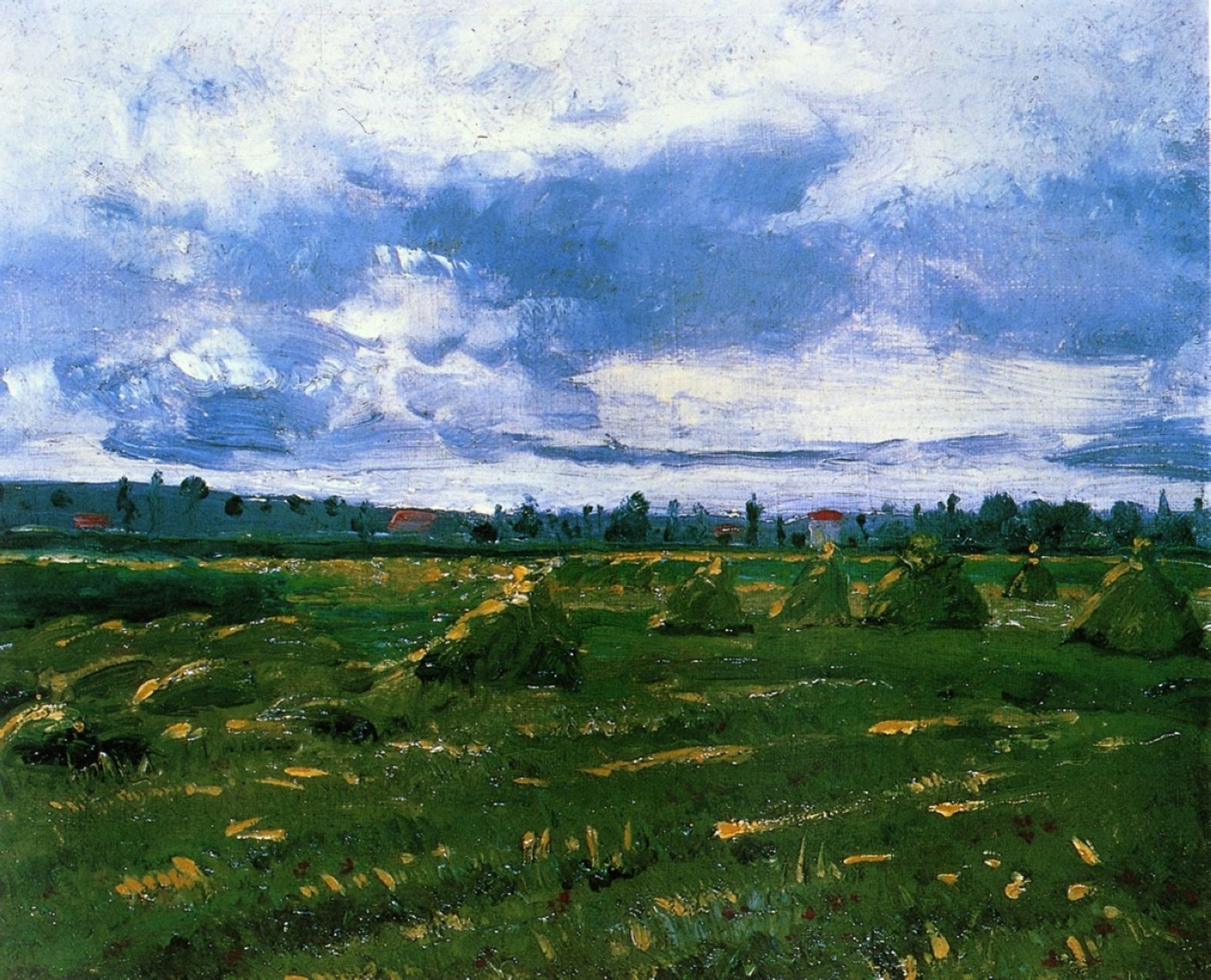 Wheat Fields with Stacks by Vincent van Gogh