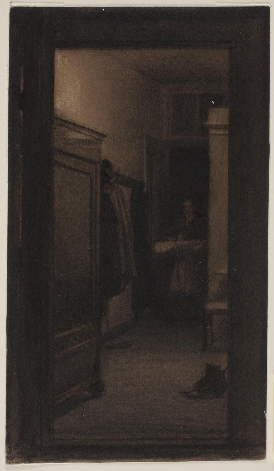 Pige bærer bakke ind i entre by Carl Bloch