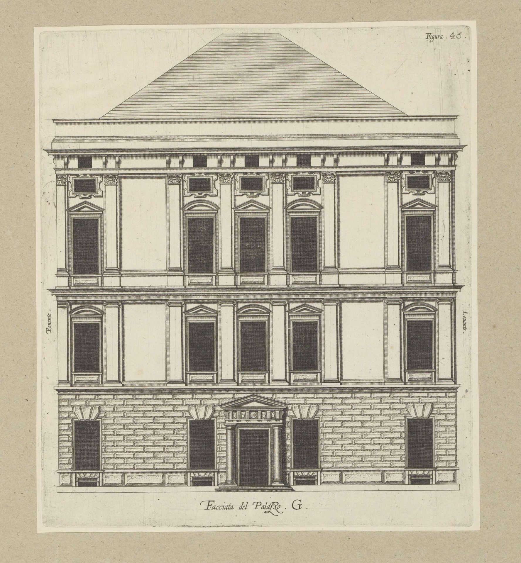 Opstand van de façade van het Palazzo Interiano Pallavicini te Genua by Nicolaes Ryckmans