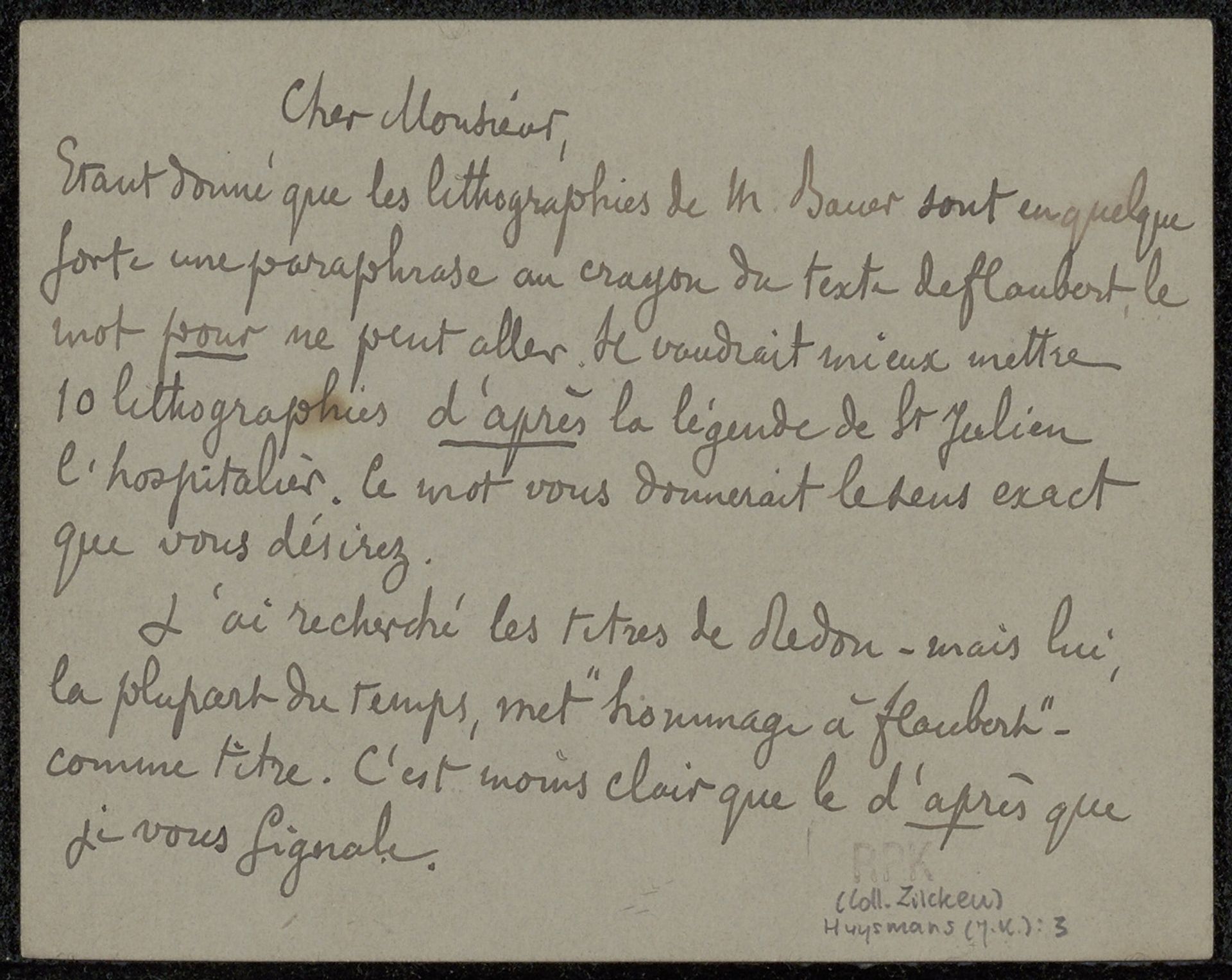 Brief aan Philip Zilcken by Joris-Karl Huysmans
